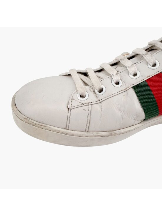 Gucci Pearl-Embellished Ace Sneakers White Leather Size 38.5 US 8.5 Women's - Picture 10 of 15